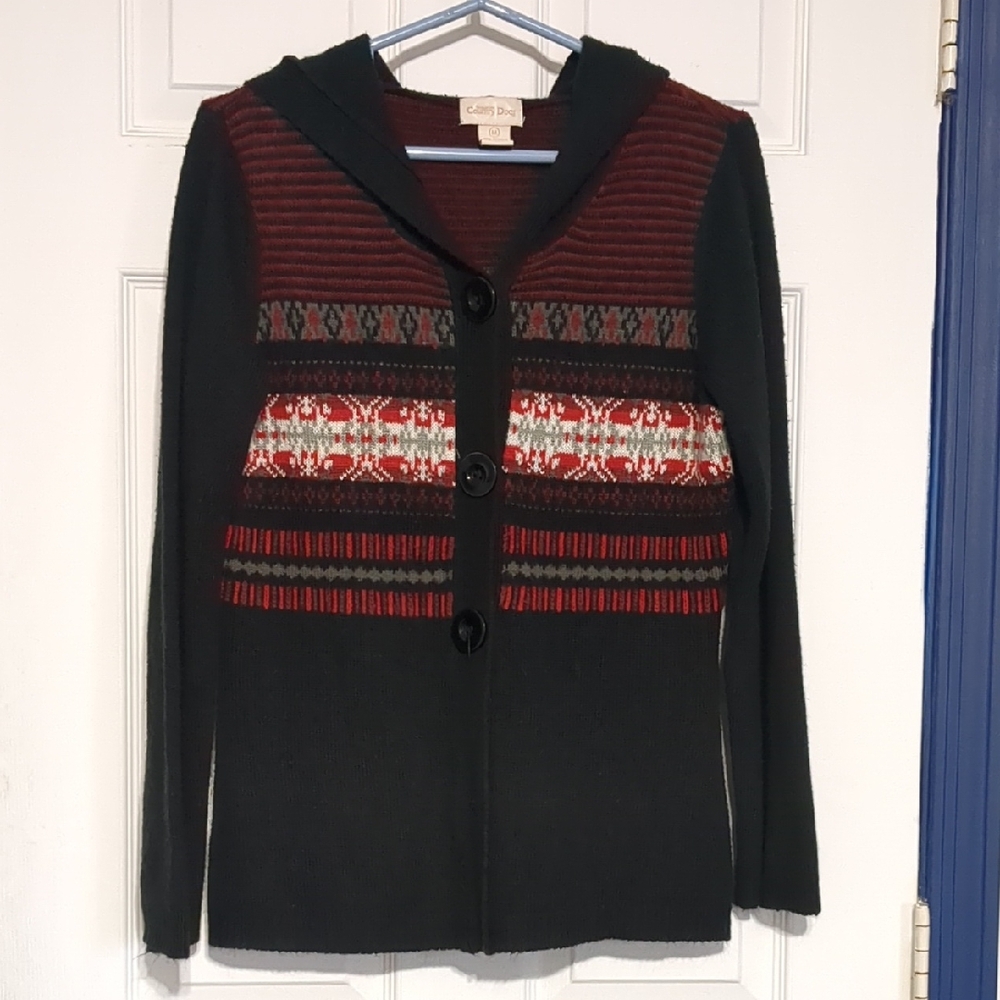 Black and Red Cardigan Sweater Med